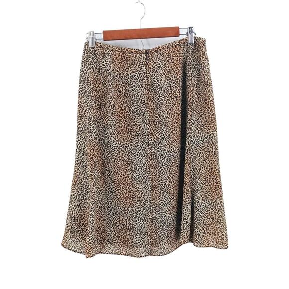 Vintage Brown & Tan Leopard Animal Print Flowy Plus Size Midi Skirt Sz 14 - Picture 2 of 10